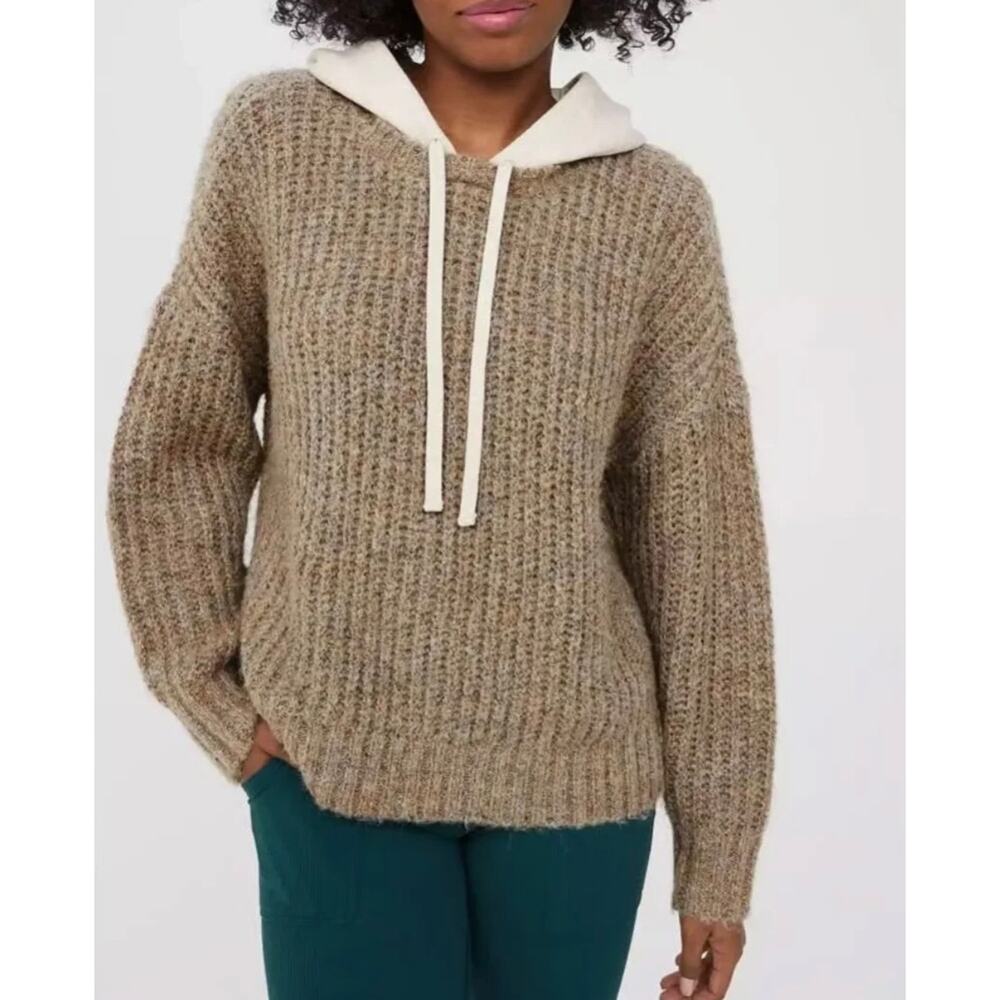 Offline by Aerie NWOT Heathered Brown Knit Pullover Hoodie Sweater Medium
